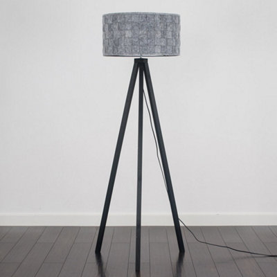 Valuelights Barbro Black Tripod Floor Lamp With Felt Weave Shade And Bulb from B&Q