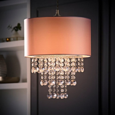 Valuelights Jesmond Pink & Acrylic Jewel Droplet Ceiling Light Shade And Bulb (D)32Cm from B&Q