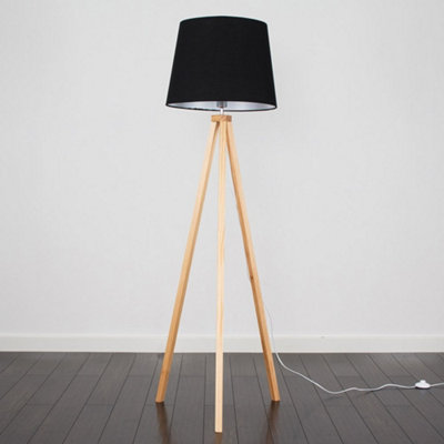Valuelights Barbro Natural Tripod Floor Lamp With Black Tapered Shade And Bulb from B&Q