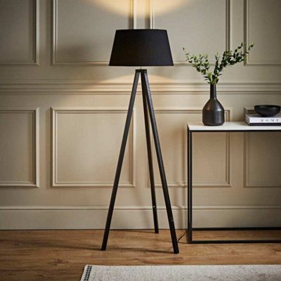 Valuelights Barbro Black Tripod Floor Lamp With Tapered Shade from B&Q