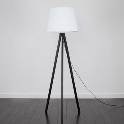 Valuelights Barbro Black Tripod Floor Lamp With White Tapered Shade And Bulb from B&Q