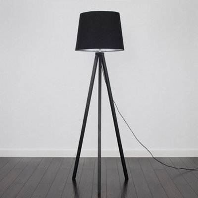 Valuelights Barbro Black Tripod Floor Lamp With Tapered Shade And Bulb from B&Q