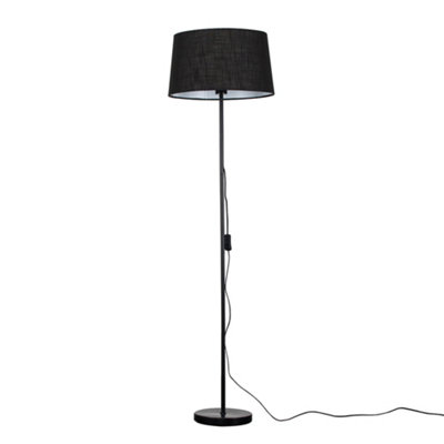 Valuelights Charles Black Floor Lamp With Linen Shade from B&Q