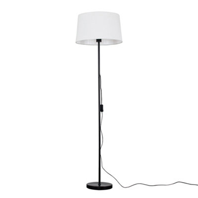 Valuelights Charles Black Floor Lamp With White Linen Shade And Bulb from B&Q