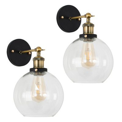 B&Q -  Sheridan Black Indoor Wall Light And E27 Pear Led 4W Warm White 2700K Bulb