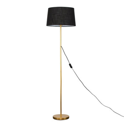 Valuelights Charles Gold Floor Lamp With Black Linen Shade And Bulb from B&Q