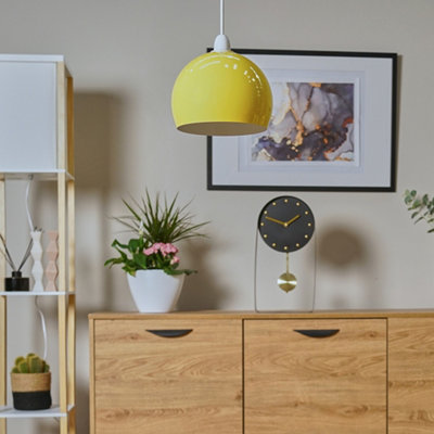 Valuelights Yellow/Light Pair Of Mini Retro Gloss Arco Style Dome Ceiling Pendant Shades