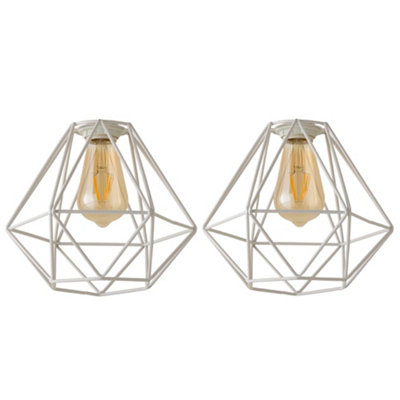 Valuelights Diablo Pair Of Geometric White Metal Basket Cage Ceiling Light Shades (D)21Cm from B&Q