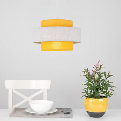 Valuelights Weaver Pair Of Mustard/grey Herringbone Ceiling Lamp Shades from B&Q