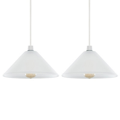 B&Q -  Pair Of Modern White Frosted Glass Ceiling Light Shades (D)30Cm