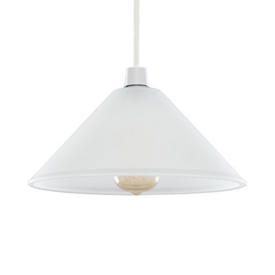 Valuelights Pair OfFrosted White Tapered Ceiling Shades And Bulbs (D)30Cm from B&Q