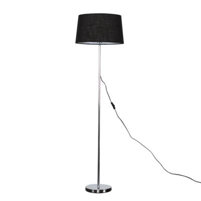 Valuelights Charles Chrome Floor Lamp With Black Linen Shade And Bulb from B&Q