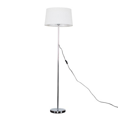 Valuelights Charles Chrome Floor Lamp With White Linen Shade And Bulb from B&Q
