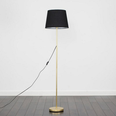 Valuelights Charles Gold Floor Lamp With Black Tapered Shade from B&Q