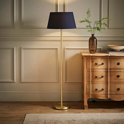 Valuelights Charles Gold Floor Lamp With Navy Tapered Shade from B&Q