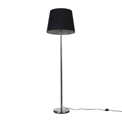 Valuelights Charles Chrome Floor Lamp With Black Tapered Shade from B&Q