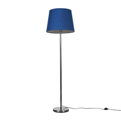 Valuelights Charles Chrome Floor Lamp With Navy Tapered Shade And Bulb from B&Q