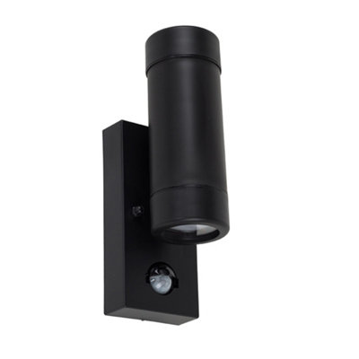 Valuelights Trenley Black Ip44 Rated Outdoor Garden Up/down Wall Light With Pir Motion Sensor Complete With 3W Led Gu10 Bulbs from B&Q