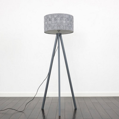 B&Q -  Barbro Grey Tripod Floor Lamp With Felt Weave Shade