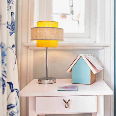 Valuelights Weaver Touch Table Lamp With Herringbone/mustard Shade And Bulb from B&Q