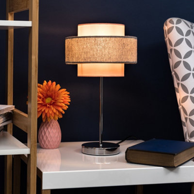 Valuelights Weaver Touch Table Lamp With Herringbone/pink Shade And Bulb from B&Q