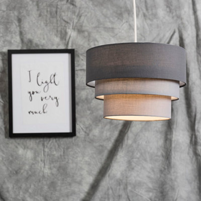 Valuelights Aztec 3 Tier Charcoal Fabric Ceiling Shade And Bulb Light