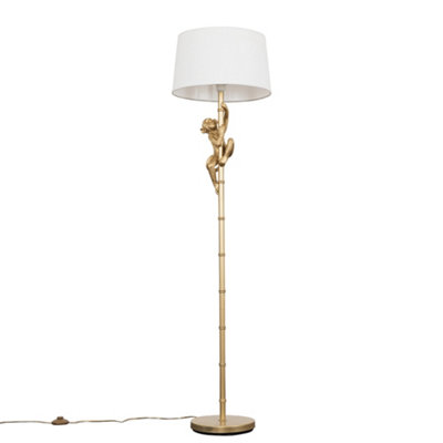 Valuelights Monkey Animal Quirky Modern Gold Floor Lamp With White Shade from B&Q