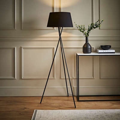 Valuelights Black Camden Tripod Floor Lamp With Tapered Shade