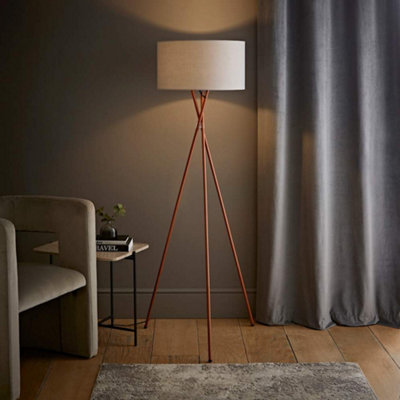Valuelights Camden Copper Tripod Floor Lamp With Drum Shade Grey