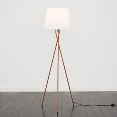 Valuelights White Camden Copper Tripod Floor Lamp With Tapered Shade