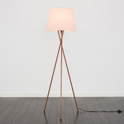 Valuelights Pink Camden Copper Tripod Floor Lamp With Tapered Shade