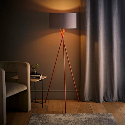 Valuelights Grey Camden Copper Tripod Floor Lamp With /Copper Shade And Bulb