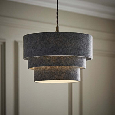 B&Q -  Aztec 3 Tier Grey Felt Ceiling Light Shade And Bulb (D)30Cm