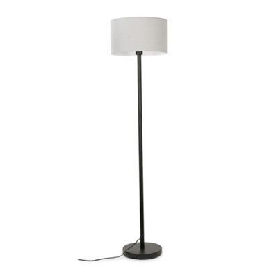 Valuelights Modern Floor Lamp In Metal Finish With Drum Shade Black/Grey