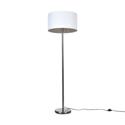 Valuelights Charles Chrome Floor Lamp With White Drum Shade from B&Q