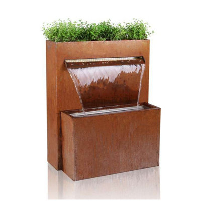 Primrose Awnings Primrose Langley Corten Steel Rust Waterfall Cascade Planter Water Feature Blade With Lights 89Cm from B&Q