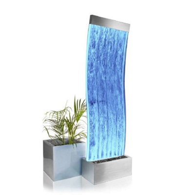 Primrose Cosmo Curved Bubble Water Feature Wall With Colour Changing Leds Indoor Use 183Cm from B&Q