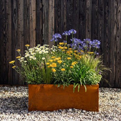 Primrose Corten Steel Rectangular Trough Planter 100Cm from B&Q