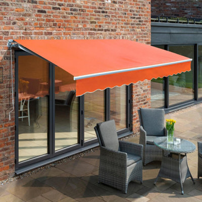 Primrose Awnings 3.0M X 2.5M Retractable Manual Terracotta Awning Outdoor Patio Canopy from B&Q