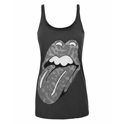 Vanilla Underground Amplified Clothing Womens Grey Rolling Stones Leopard Tongue Logo Vest (X-Small) from B&Q
