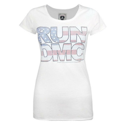 Vanilla Underground Amplified Clothing Womens White Run Dmc Diamante Logo Short Sleeved T-Shirt (Medium) from B&Q