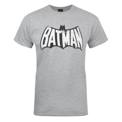 B&Q -  Dc Comics Mens Grey Batman Retro Logo Short Sleeved T-Shirt (Small)