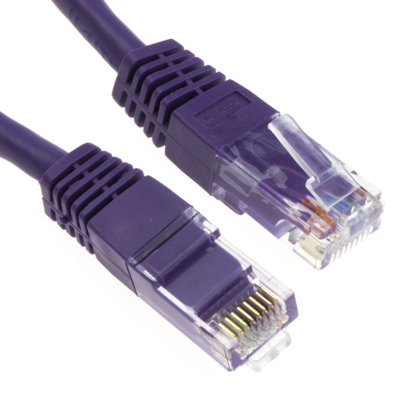 B&Q -  Ethernet Network Cable Cat6 Gigabit Rj45 Copper Internet Patch Lead Purple 0.5M