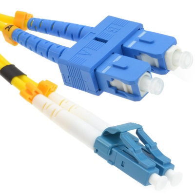 B&Q -  Os2 Yellow Fibre Optic Lc Sc Single Mode Duplex 9 125 Patch Lszh Cable 2M