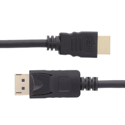 B&Q -  Locking Displayport Plug Pc Laptop To Hdmi Male Plug Display Monitor Tv Cable 2M