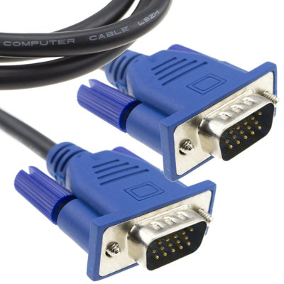 B&Q -  Low Smoke Lszh 15 Pin Vga Lead For Monitor Pc Laptop Tv Cable 1M