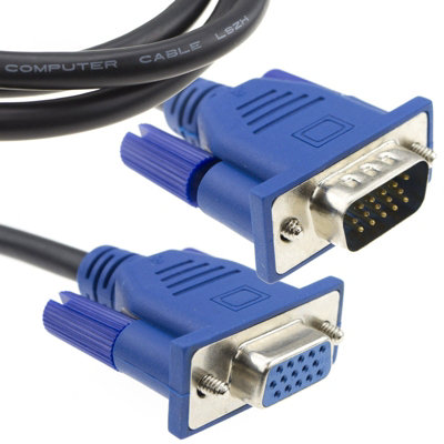 B&Q -  Low Smoke Lszh 15 Pin Vga Monitor Pc Laptop Tv Extension Lead Cable 1M