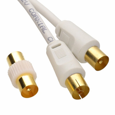 B&Q -  Rf Male To Female Extension Lead Freeview Tv Cable & Male Coupler White 1M