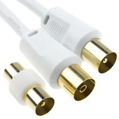 B&Q -  Rf Male To Female Extension Lead Freeview Tv Cable & Male Coupler White 2M