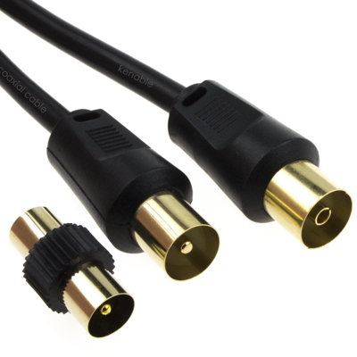 B&Q -  Rf Male To Female Extension Lead Freeview Tv Cable & Male Coupler Black 2M